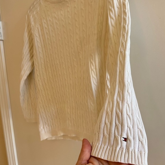 Tommy Hilfiger Women Round Neck Cable Knit Pullover White Sweater Sz L - Picture 3 of 7
